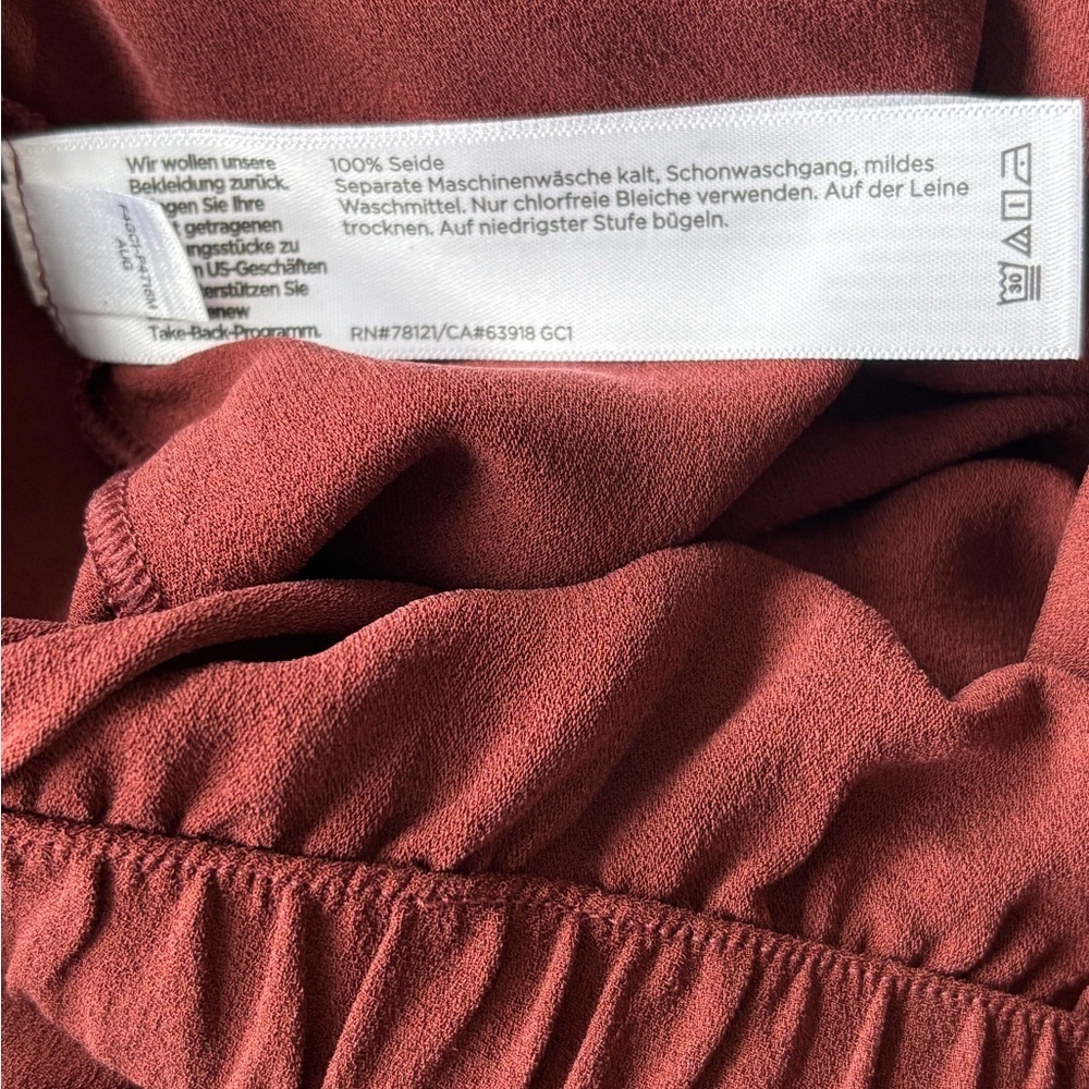 NWT Eileen Fisher silk georgette crepe straight pants large Redwood - Picture 6 of 8